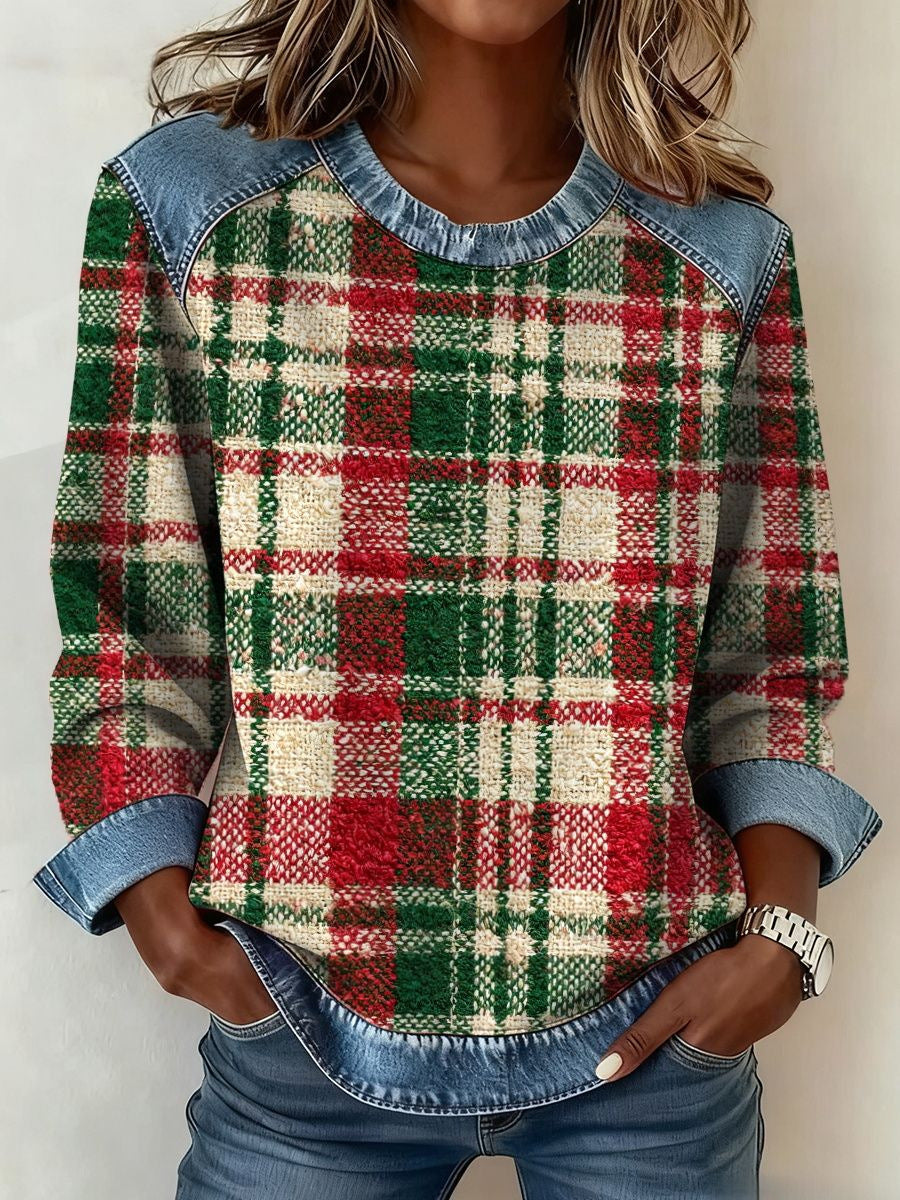 DELACROIX | Sweat Tartan Rouge et Vert pour Femme Nicole