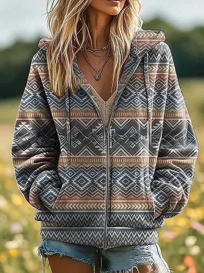 DELACROIX | Veste Zippée à Capuche Aztèque pour Femme Michèle