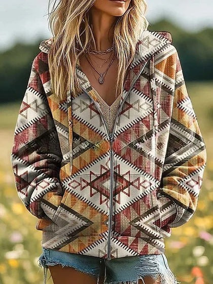 DELACROIX | Veste Zippée Losanges Multicolores pour Femme Léa