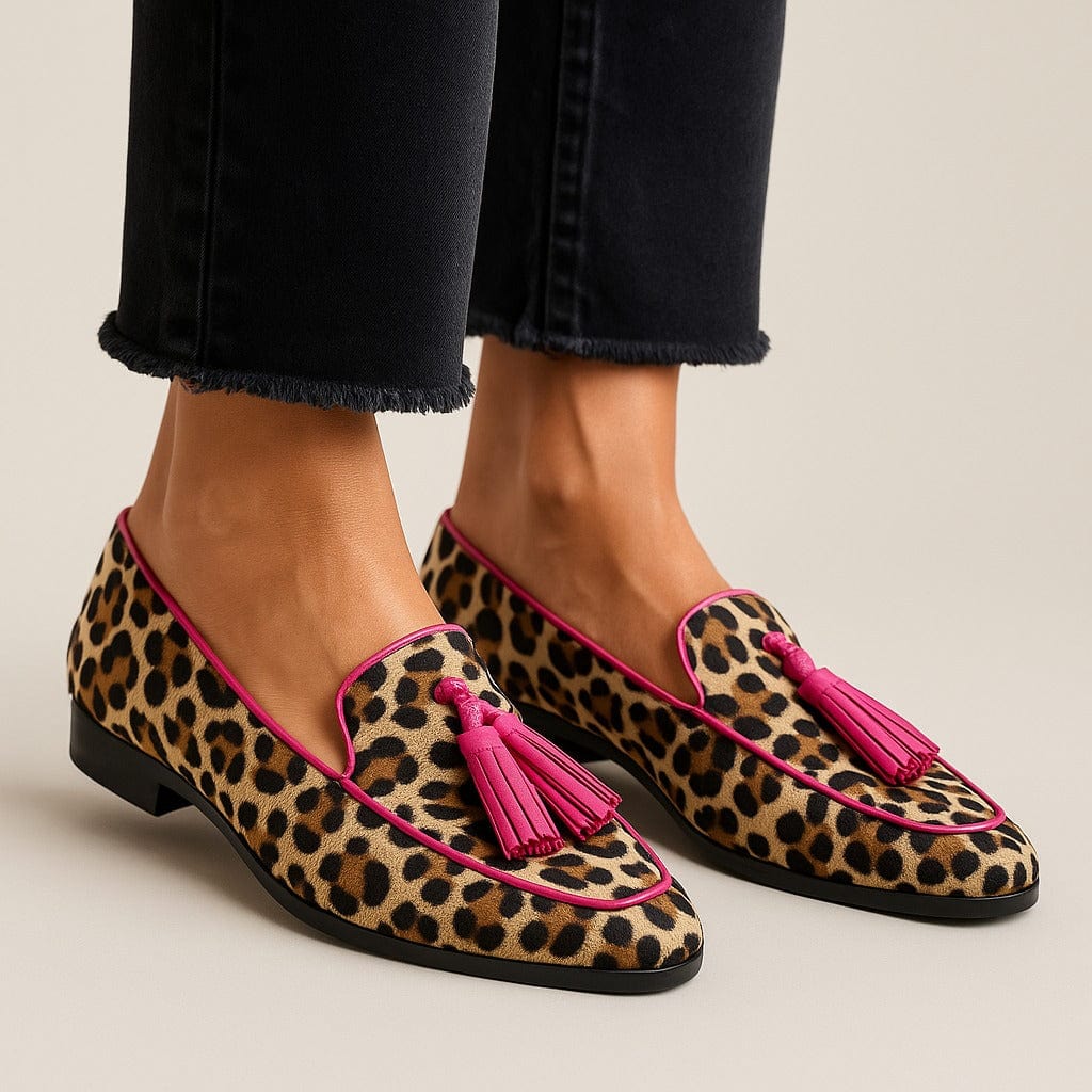 DELACROIX | Mocassins Léopard Bordure Rose Florence