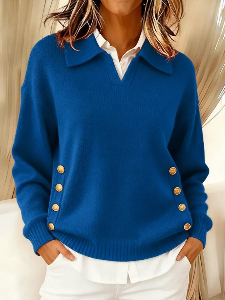 DELACROIX | Pull Col Polo Boutons Dorés Aveline