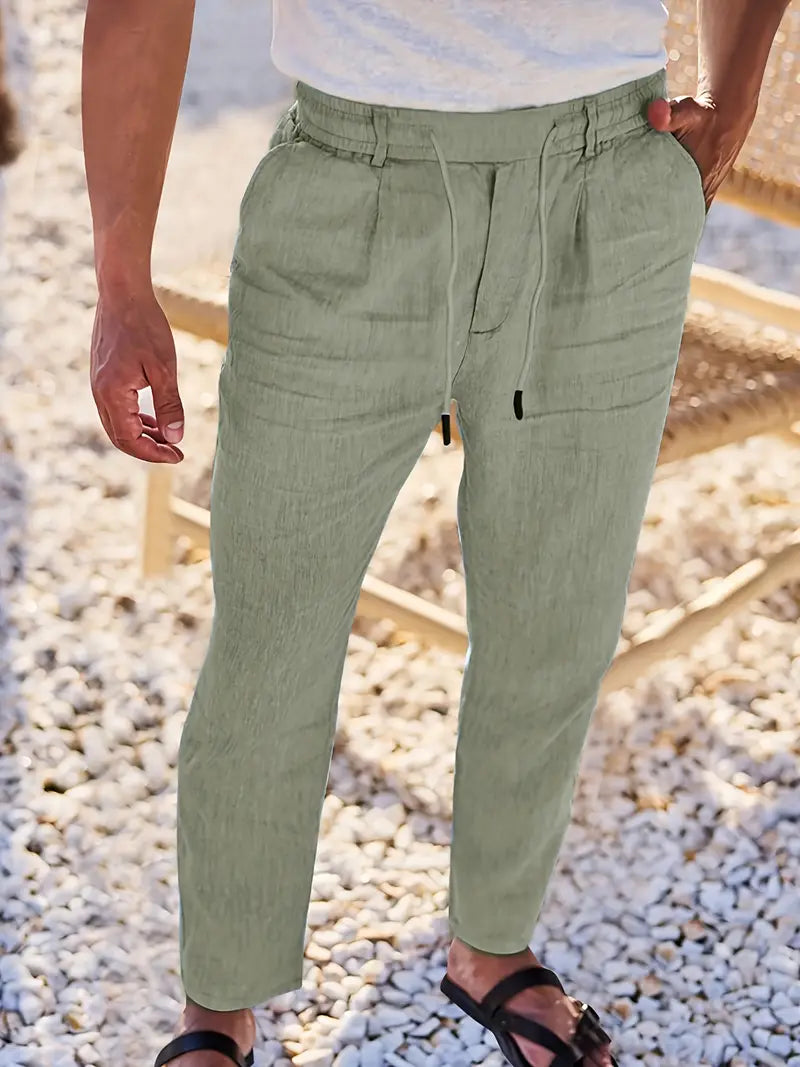 DELACROIX | PANTALONS LARGES EN LIN AVEC CORDON