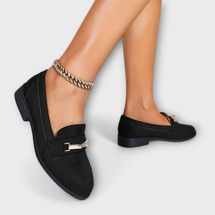 DELACROIX | Mocassins Daim Chaîne Dorée Nathalie