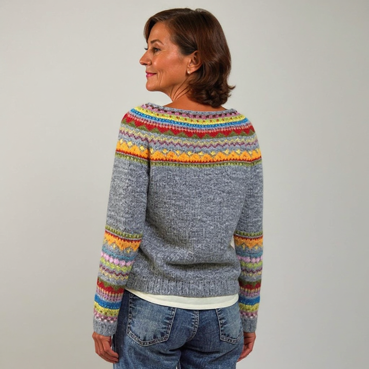 DELACROIX | Pull Maille Empiècement Arc-en-ciel Sylvie