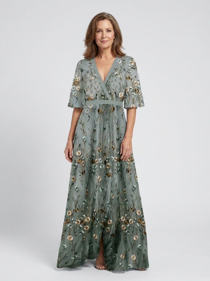 DELACROIX | Robe Maxi à Manches Courtes Evadne