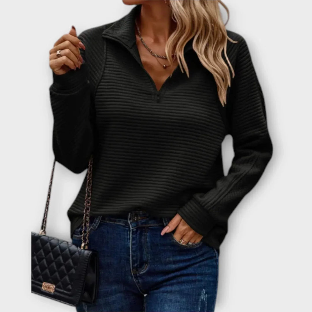 DELACROIX | PULL CHIC DÉCONTRACTÉ À COL ZIPPÉ