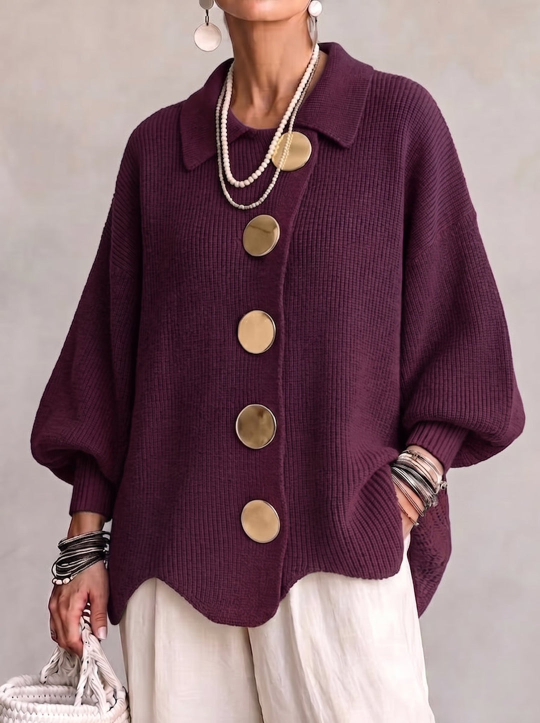 DELACROIX | Gilet Oversize Boutons Dorés Manon