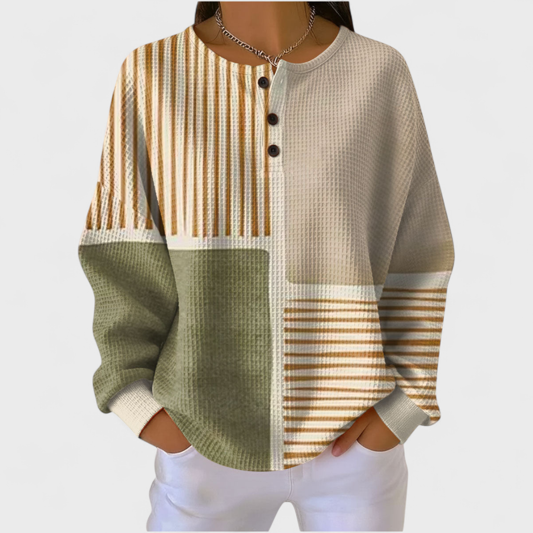 Pull gaufré femme – motif Colorblock Rayé