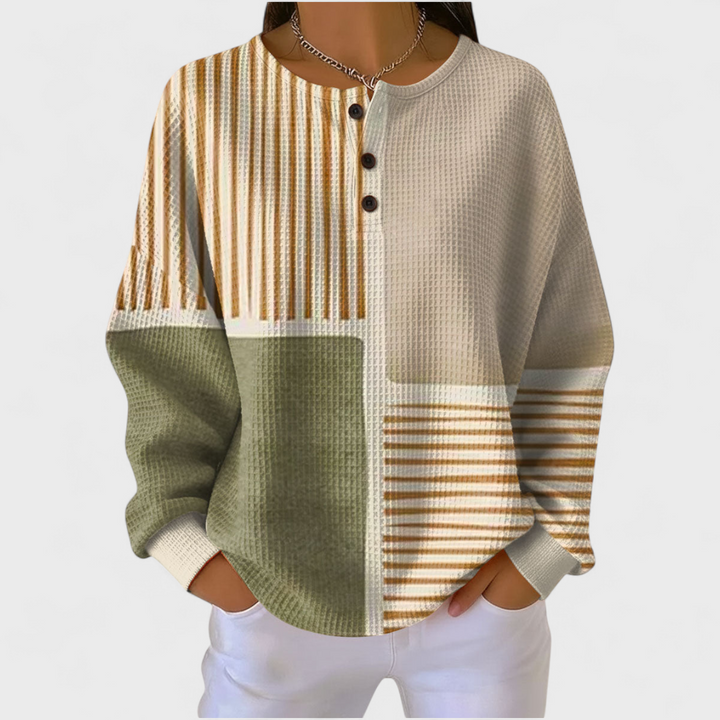 Pull gaufré femme – motif Colorblock Rayé