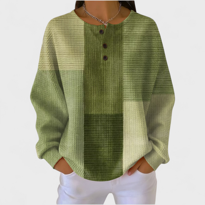 Pull gaufré femme – motif Damier Vert