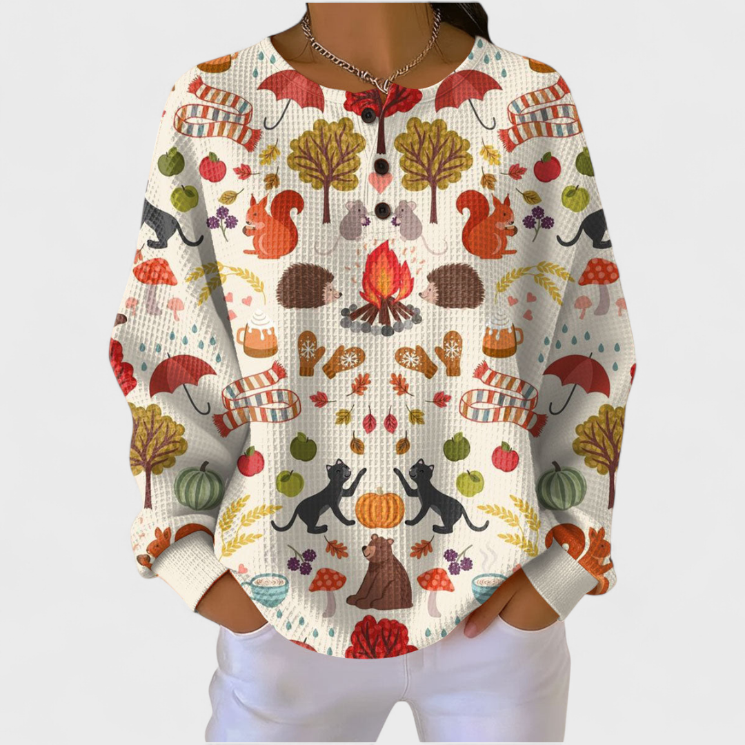 Pull gaufré femme – motif Motifs d'Automne