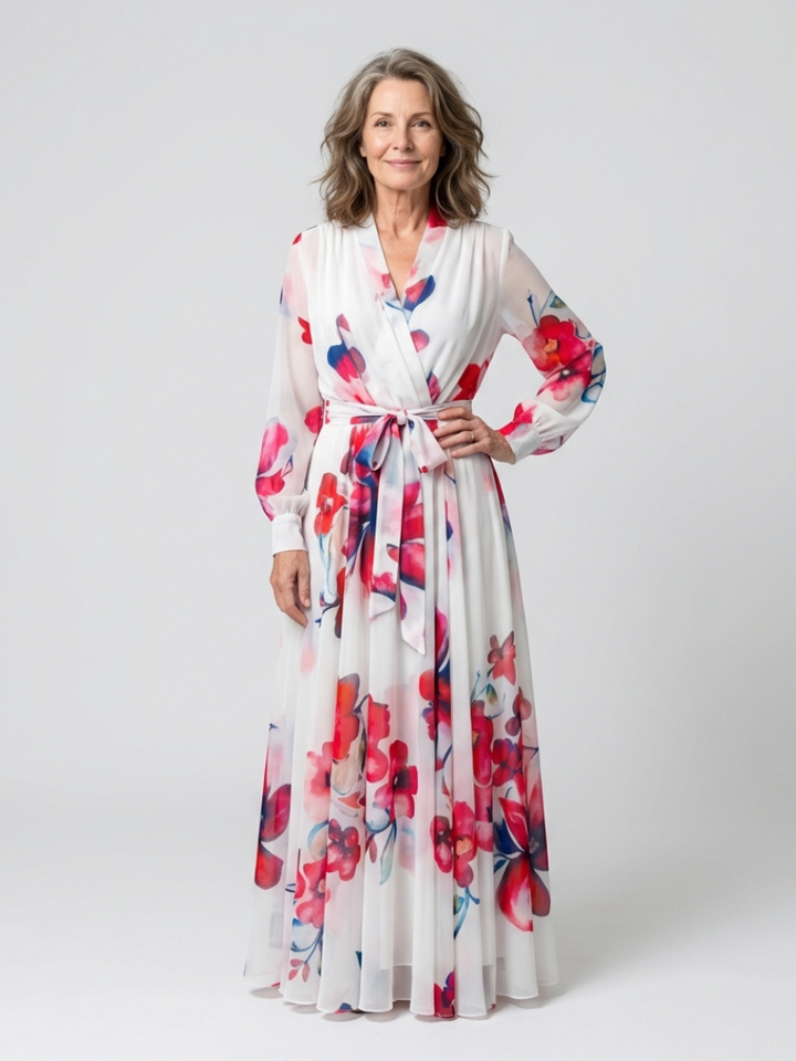 DELACROIX | Robe Maxi Enveloppe Florale Lillian