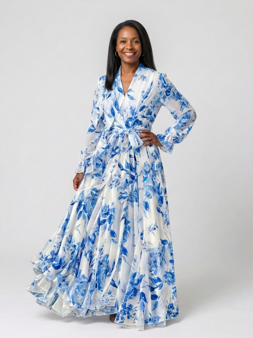 DELACROIX | Robe Maxi Enveloppe Florale Lillian