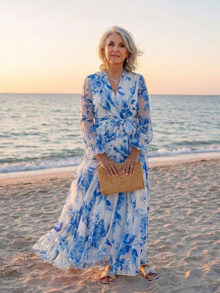 DELACROIX | Robe Maxi Enveloppe Florale Lillian