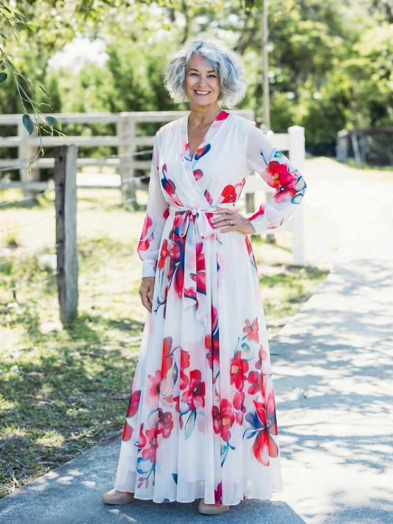 DELACROIX | Robe Maxi Enveloppe Florale Lillian