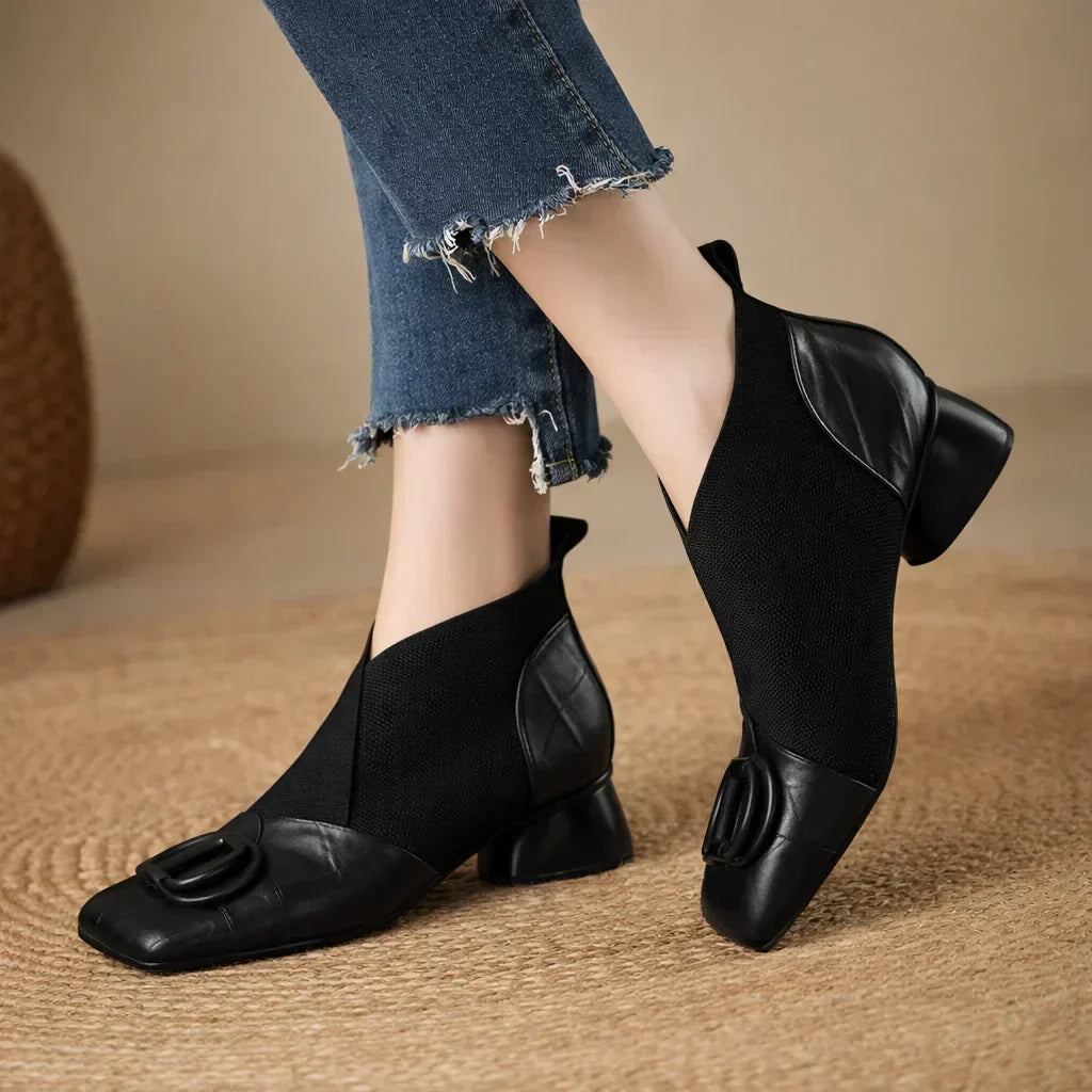 DELACROIX | Bottines en Cuir à Talon Moyen Catherine