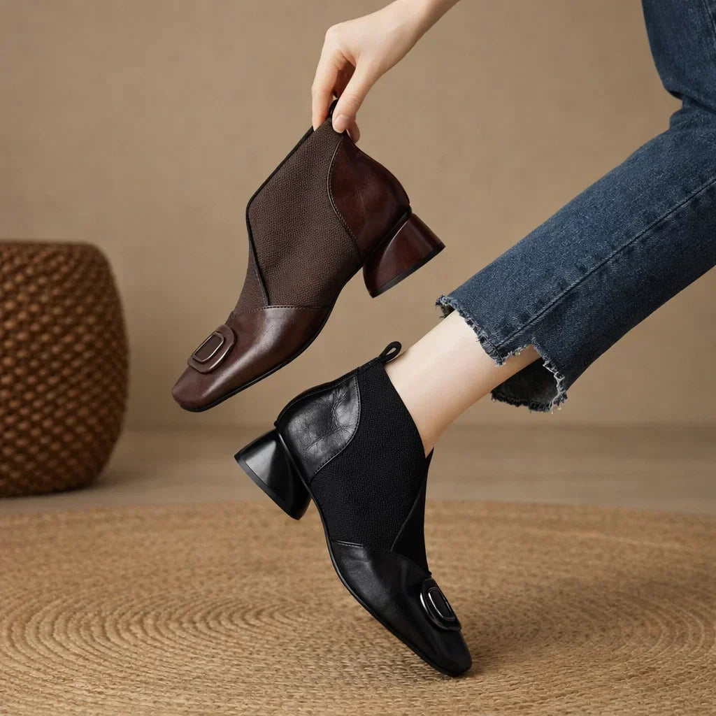 DELACROIX | Bottines en Cuir à Talon Moyen Catherine