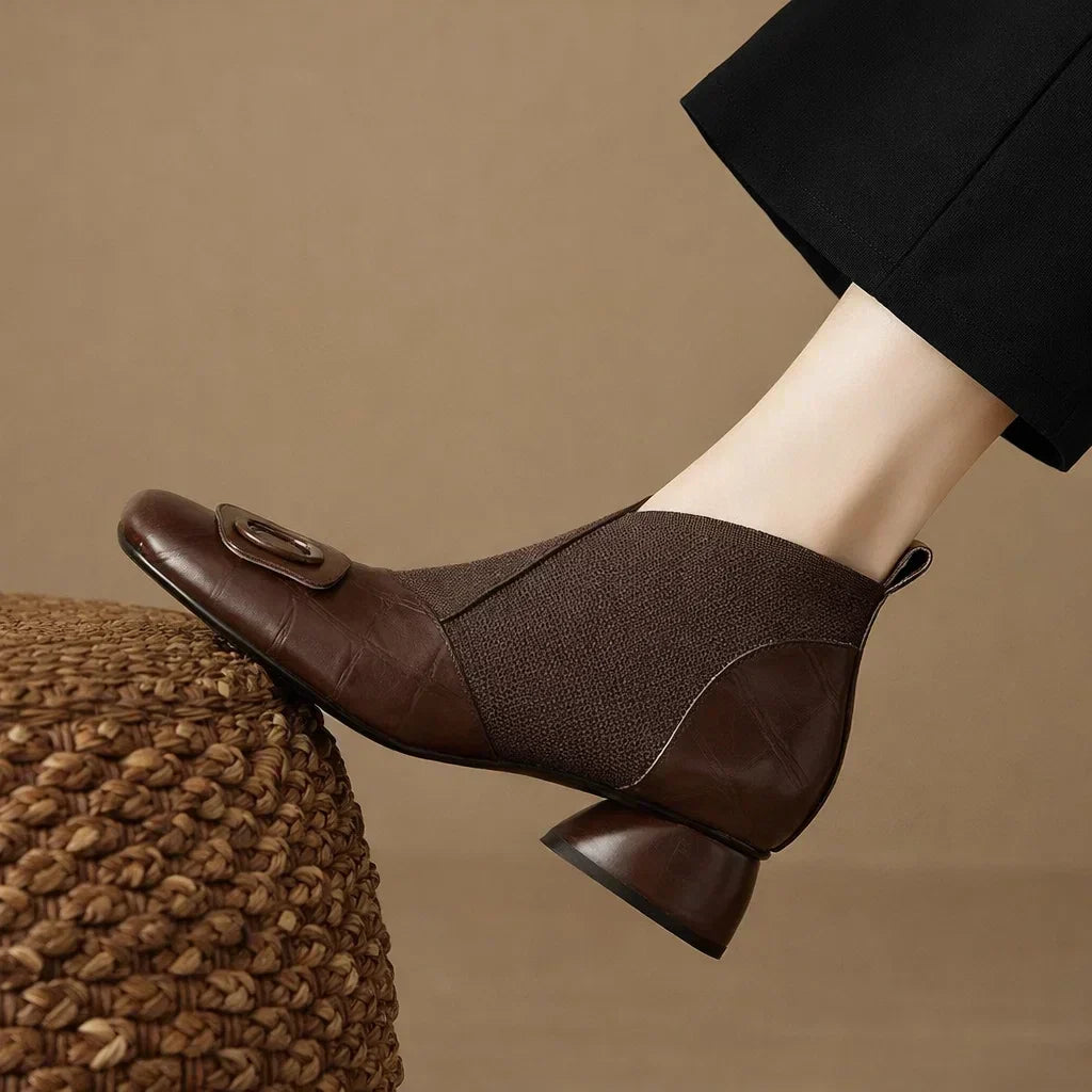 DELACROIX | Bottines en Cuir à Talon Moyen Catherine