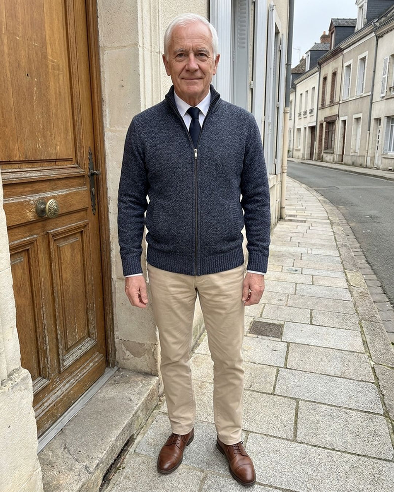 DELACROIX | Cardigan Zippé Col Montant Henri