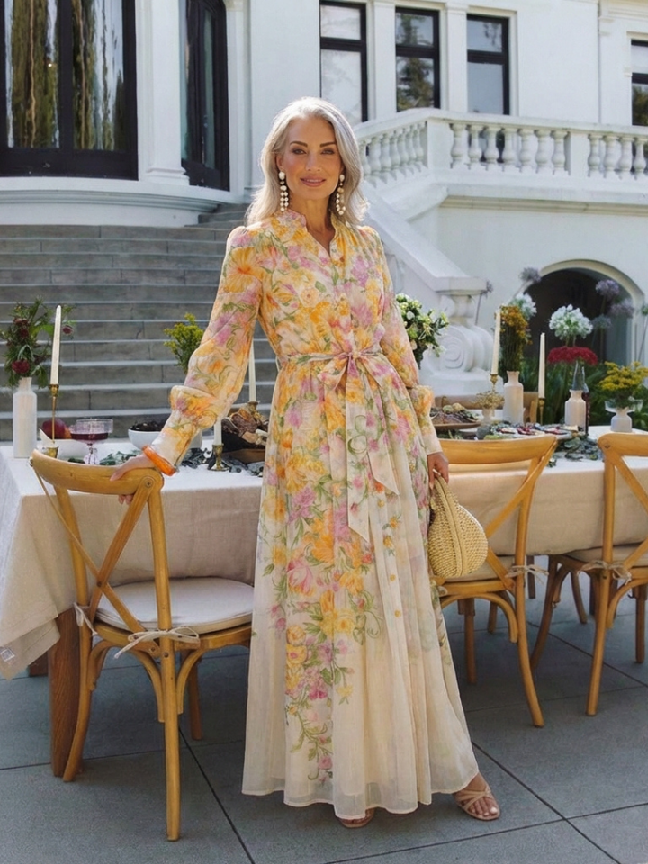 DELACROIX | Robe Maxi Longues Florale Transparent Cressida