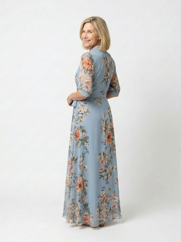 DELACROIX | Robe Maxi à Enveloppe à Col en V Floral Camille