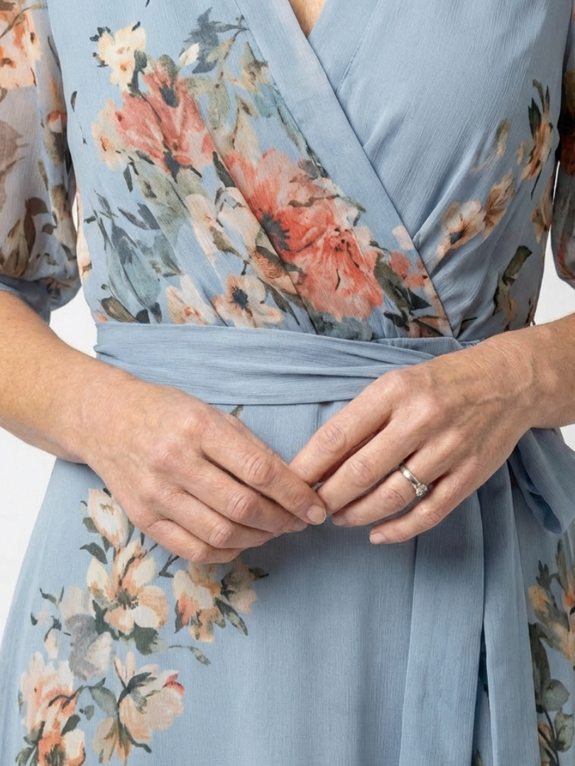DELACROIX | Robe Maxi à Enveloppe à Col en V Floral Camille